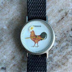 Vintage Joe Boxer Rooster Design Watch with Black Strap